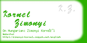 kornel zimonyi business card